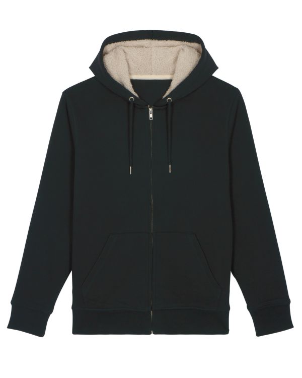 The unisex sherpa lined zip-thru hoodie sweatshirt