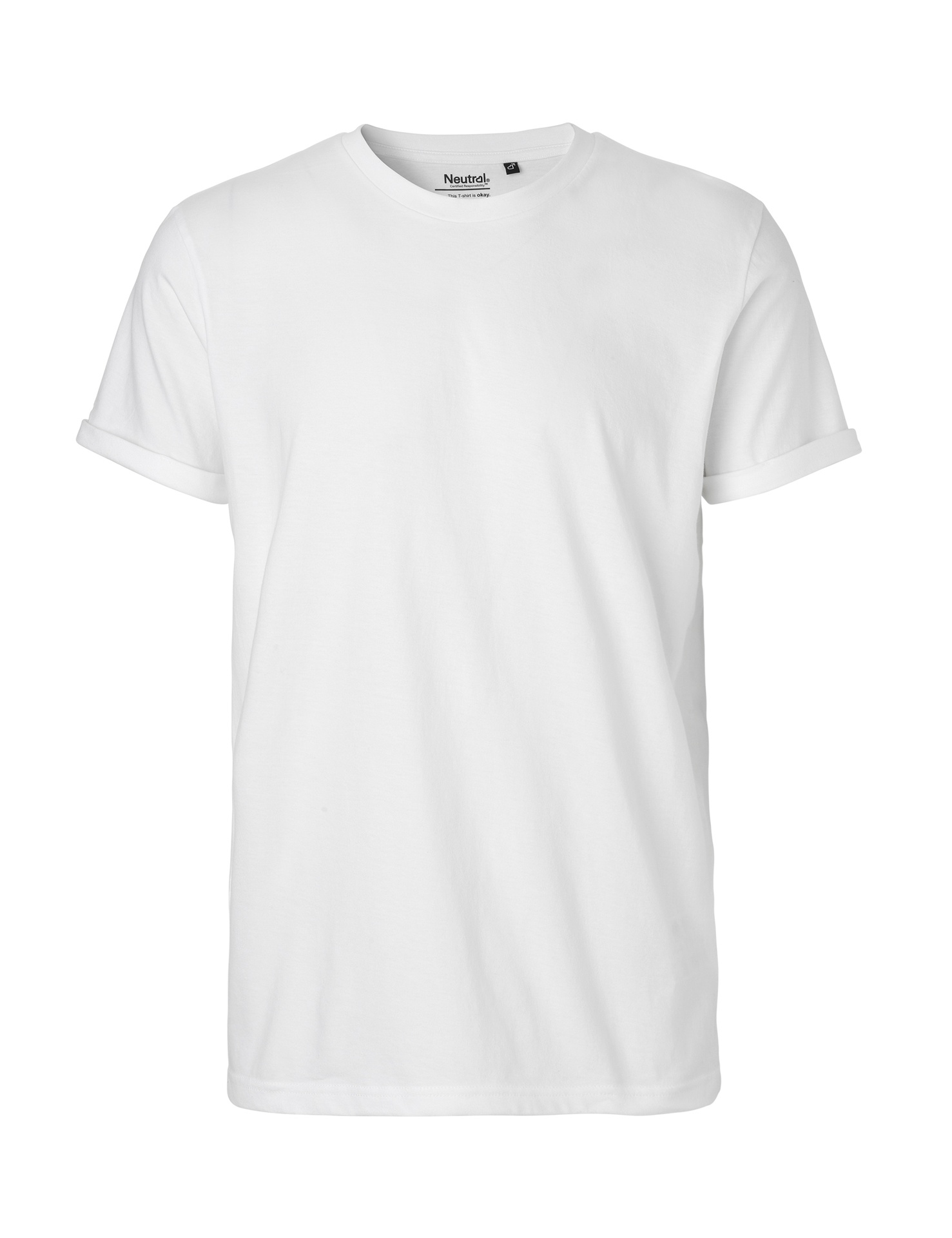 [PR/01928] Mens Roll Up Sleeve T-Shirt (White 01, S)