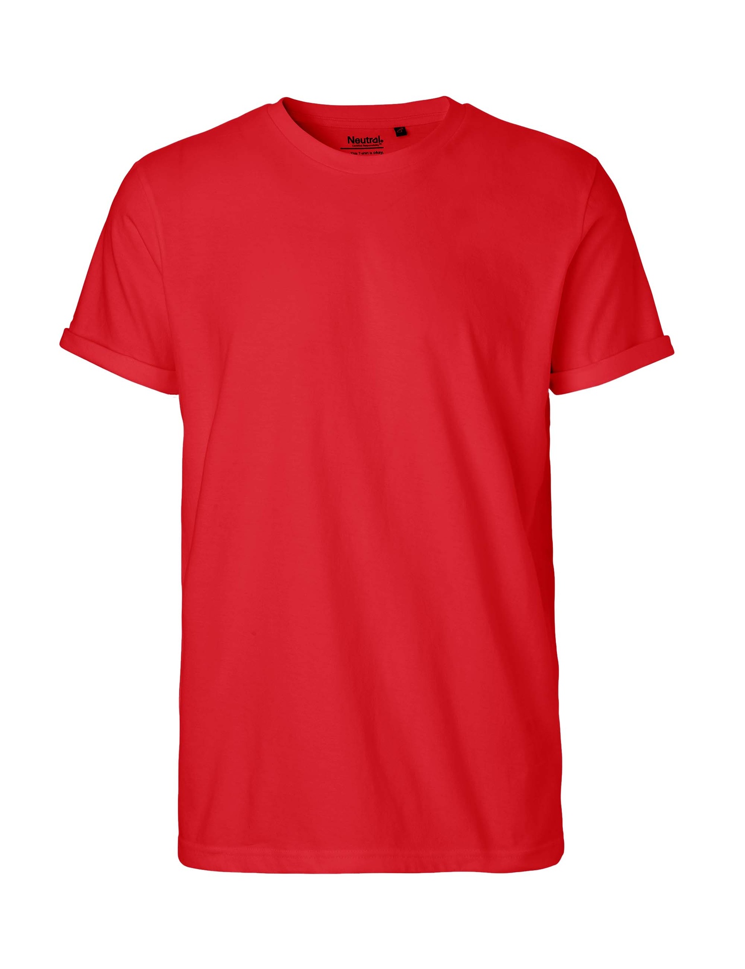 [PR/01946] Mens Roll Up Sleeve T-Shirt (Red 05, S)