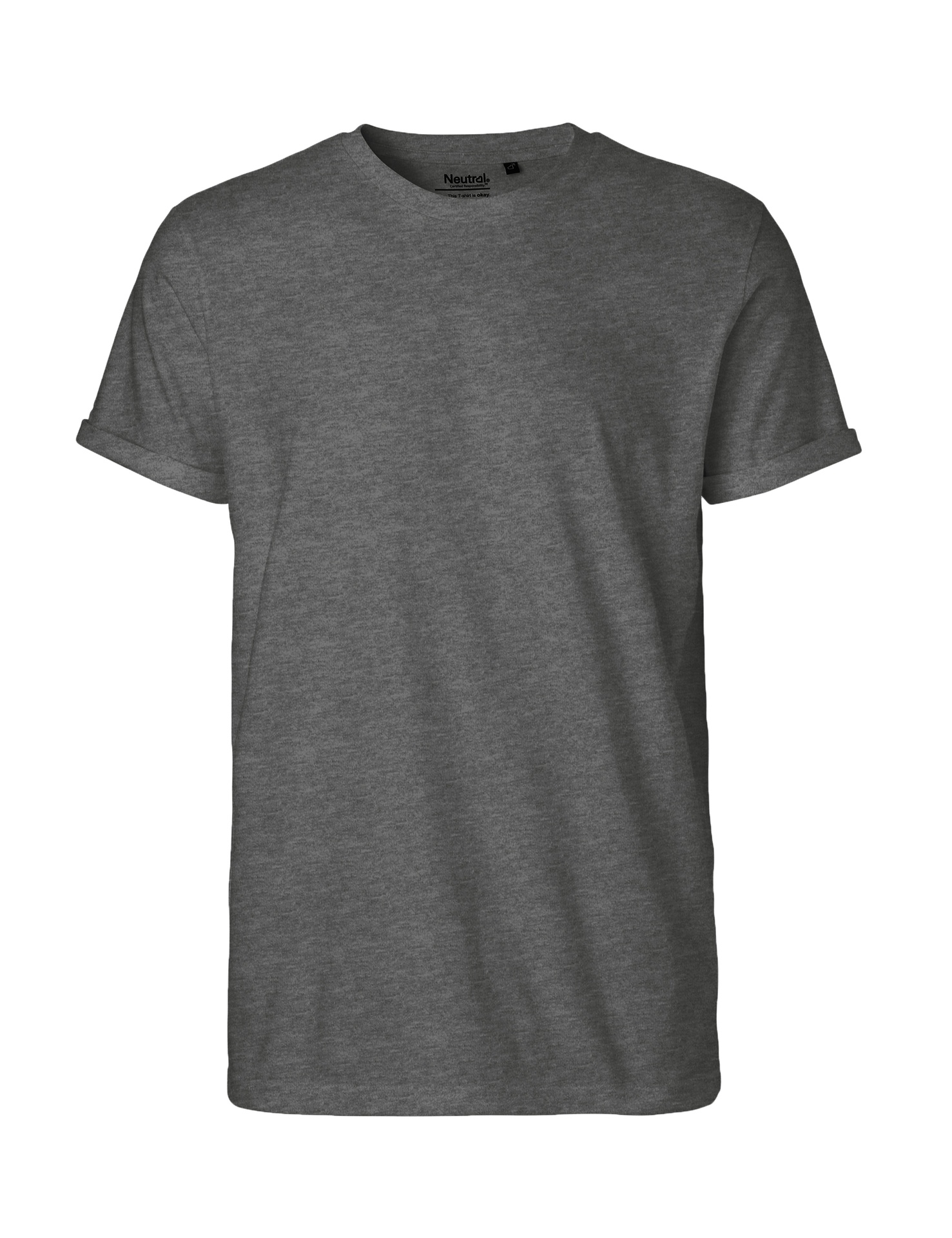 [PR/01956] Mens Roll Up Sleeve T-Shirt (Dark Heather 08, 2XL)