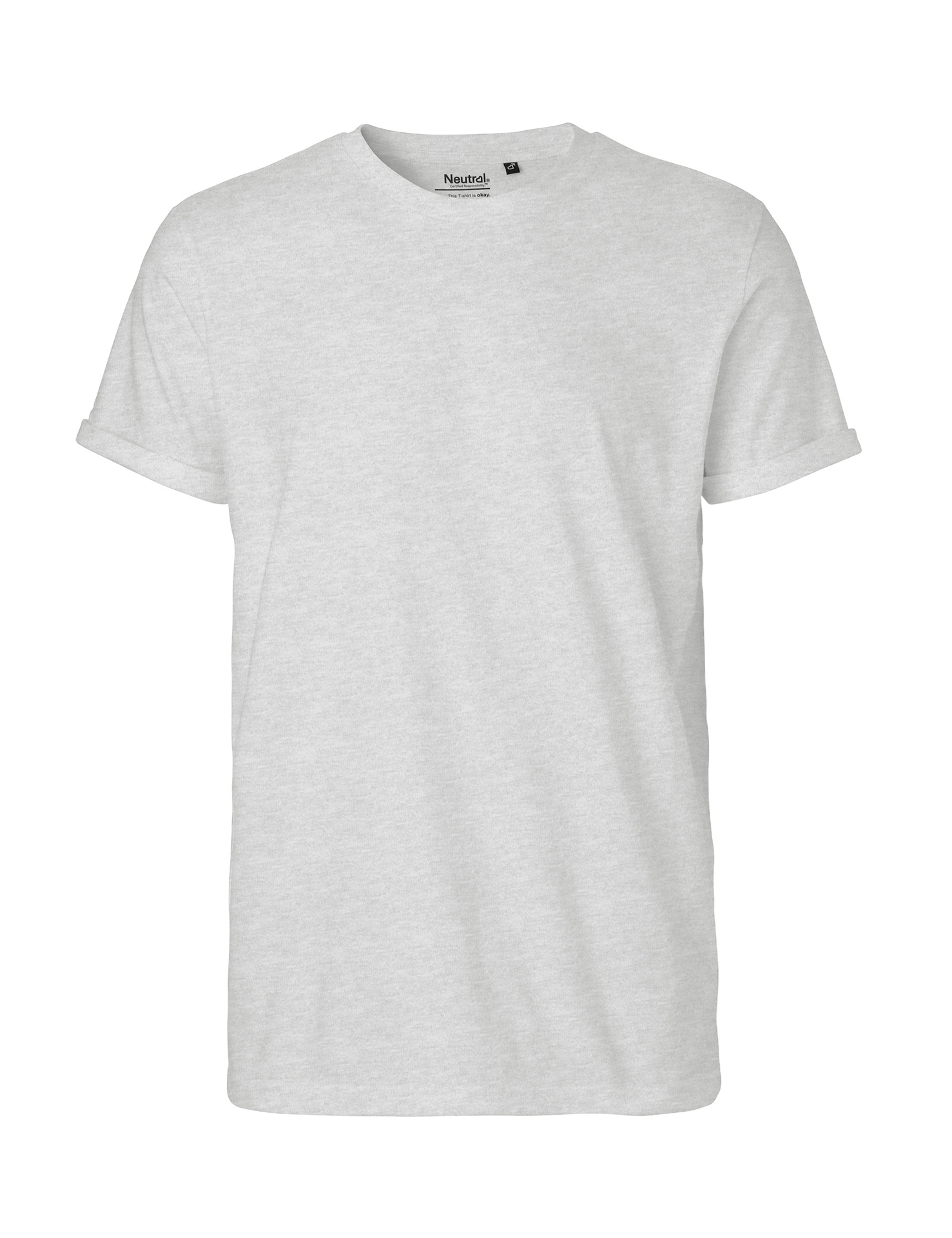 [PR/01973] Mens Roll Up Sleeve T-Shirt (Ash Grey 22, XL)