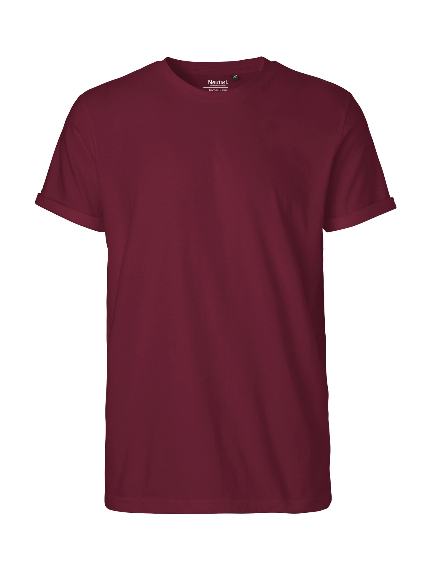 [PR/01977] Mens Roll Up Sleeve T-Shirt (Bordeaux 26, M)