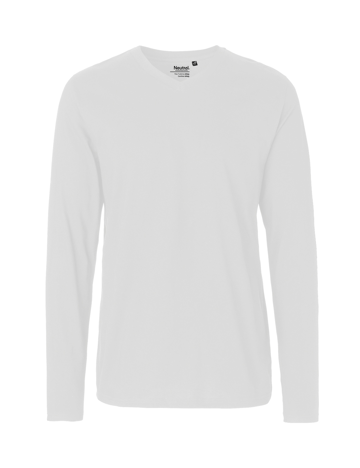 [PR/02477] Mens Long Sleeve V-Neck T-Shirt (White 01, XS)