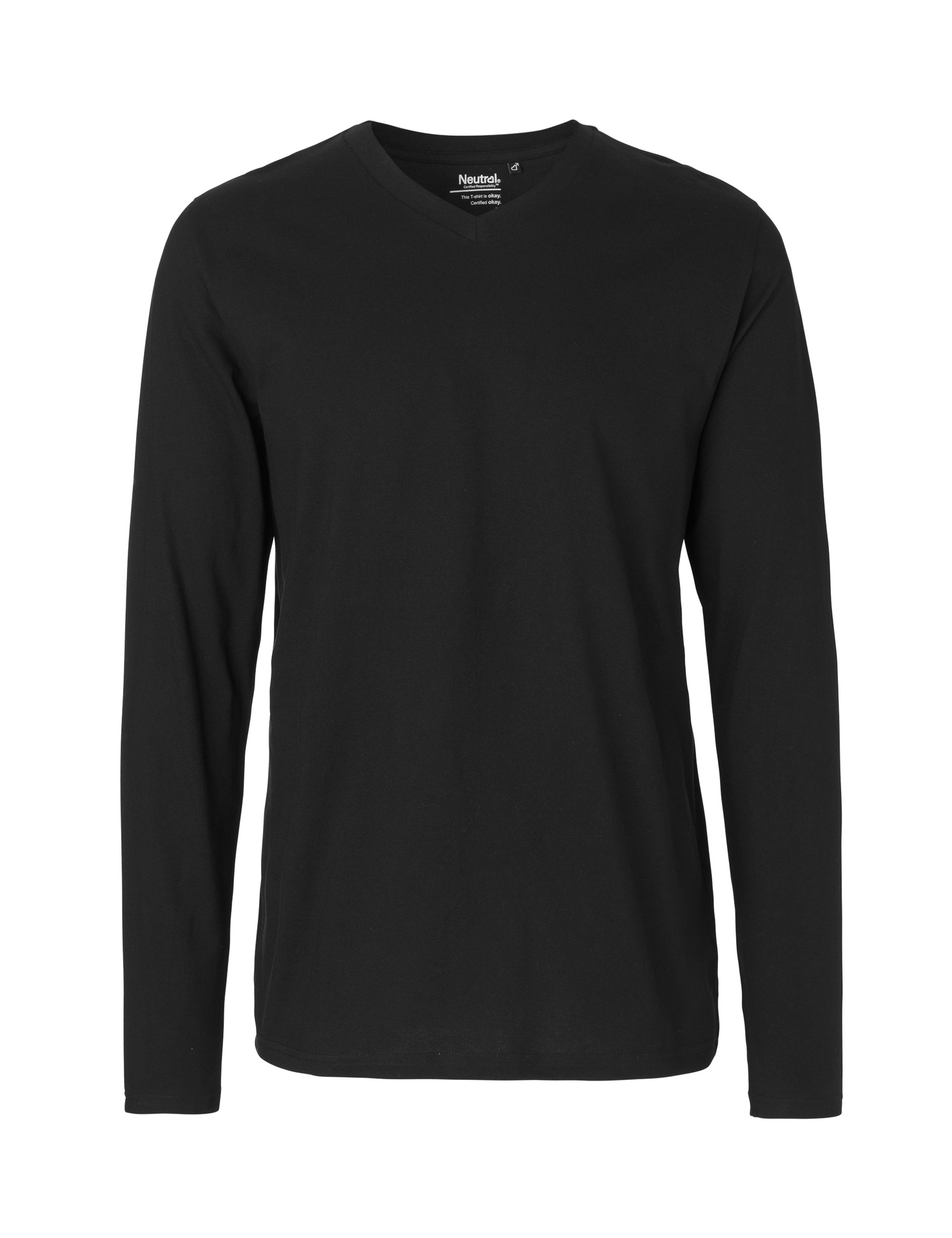 [PR/02486] Mens Long Sleeve V-Neck T-Shirt (Black 03, M)