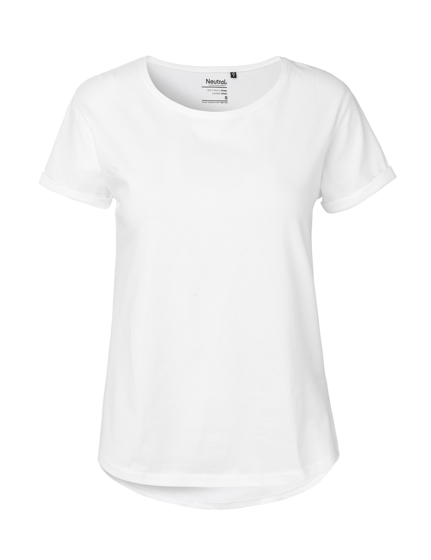 [PR/04165] Ladies Roll Up Sleeve T-Shirt (White 01, XS)