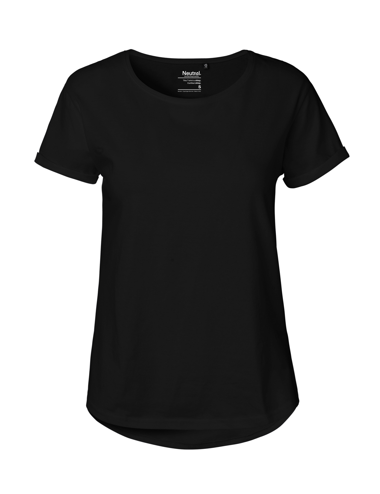 [PR/04172] Ladies Roll Up Sleeve T-Shirt (Black 03, S)