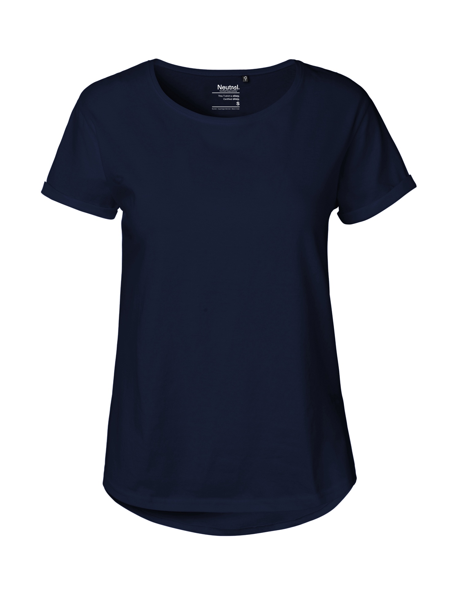 [PR/04177] Ladies Roll Up Sleeve T-Shirt (Navy 04, XS)