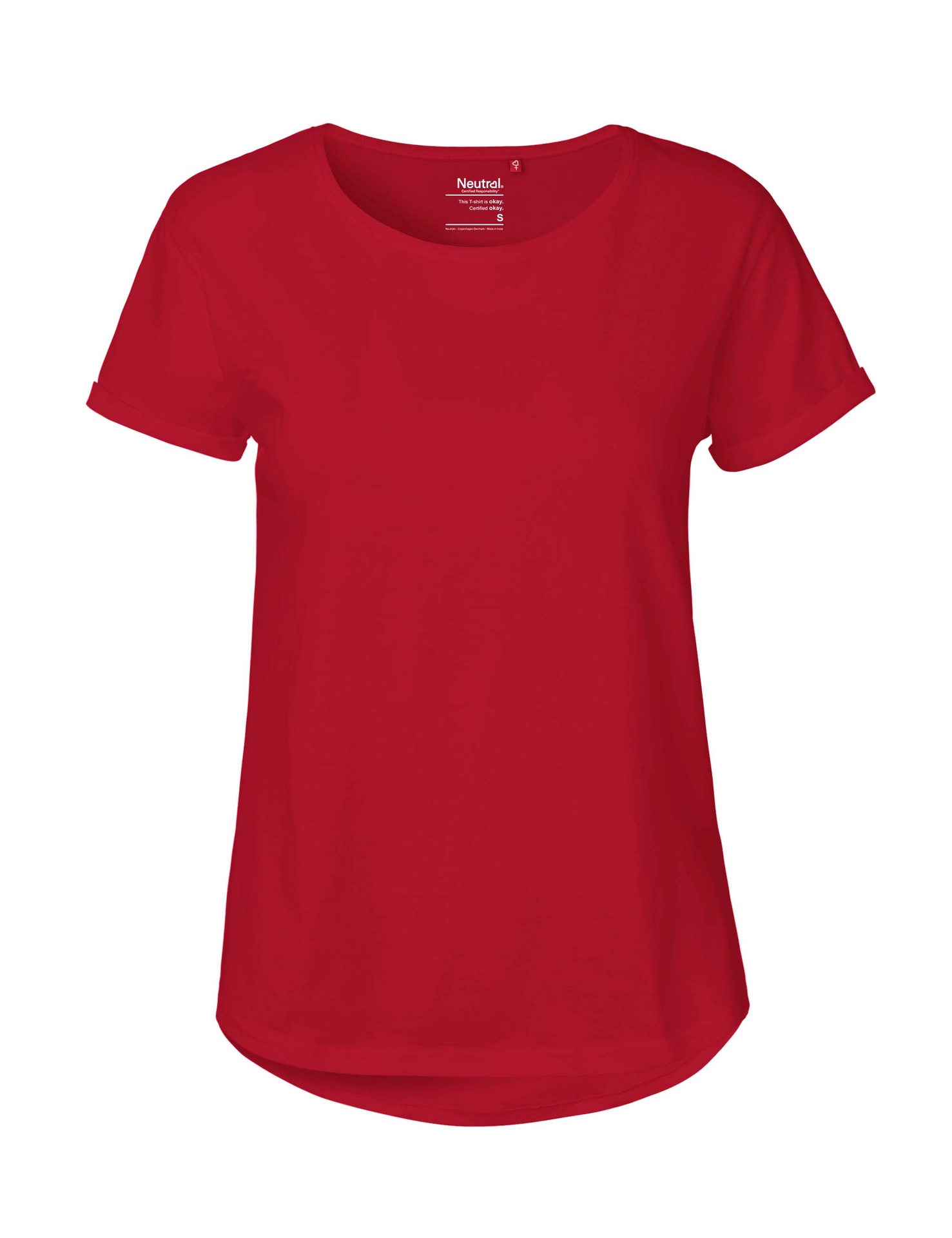 [PR/04185] Ladies Roll Up Sleeve T-Shirt (Red 05, M)