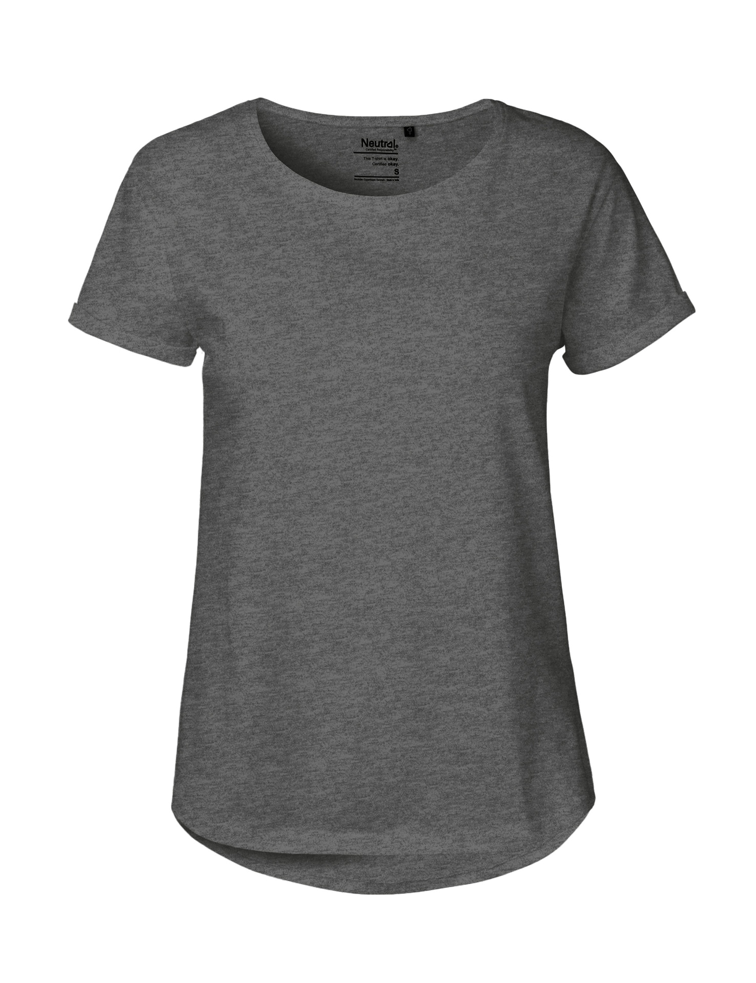 [PR/04191] Ladies Roll Up Sleeve T-Shirt (Dark Heather 08, M)