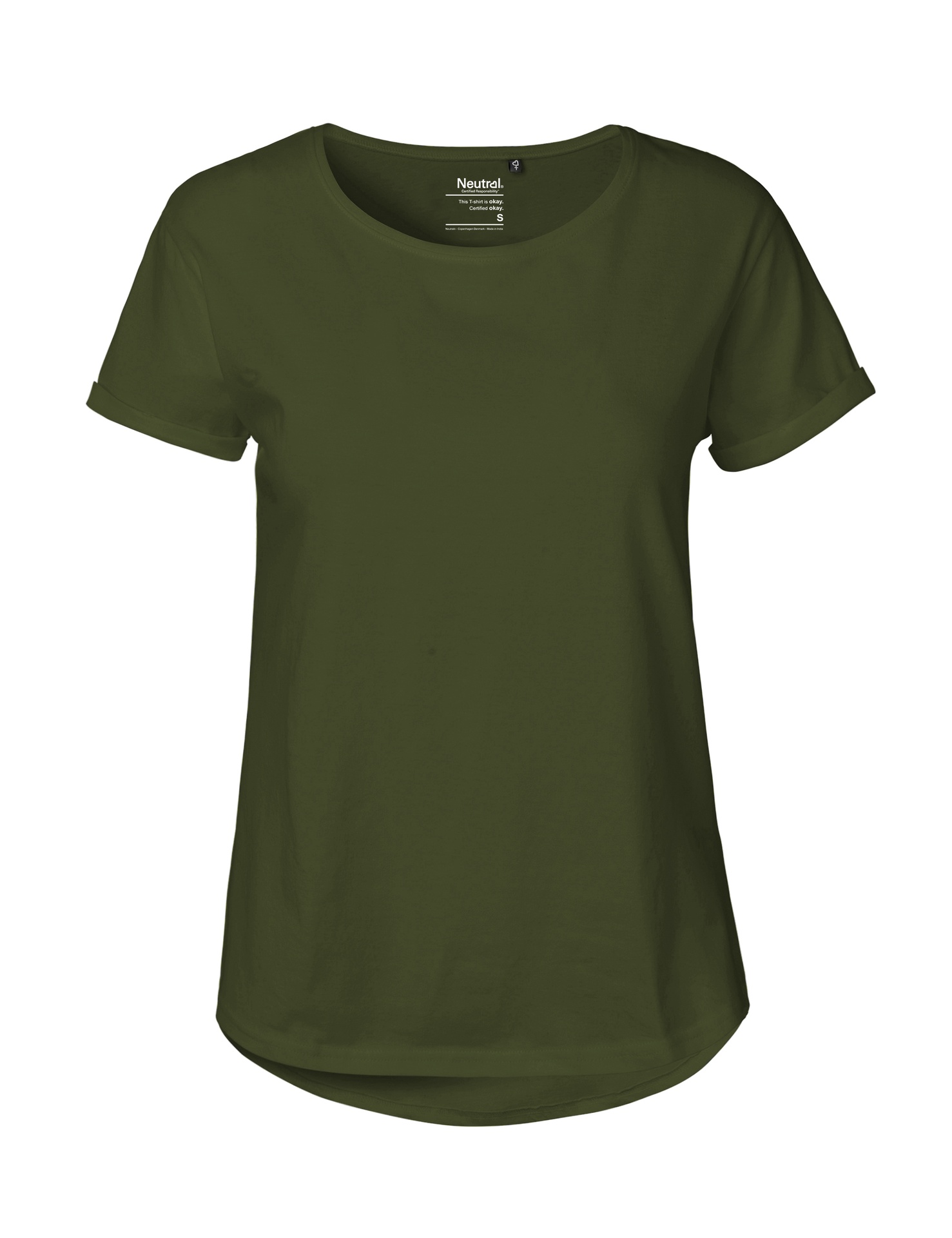 [PR/04195] Ladies Roll Up Sleeve T-Shirt (Military 13, XS)