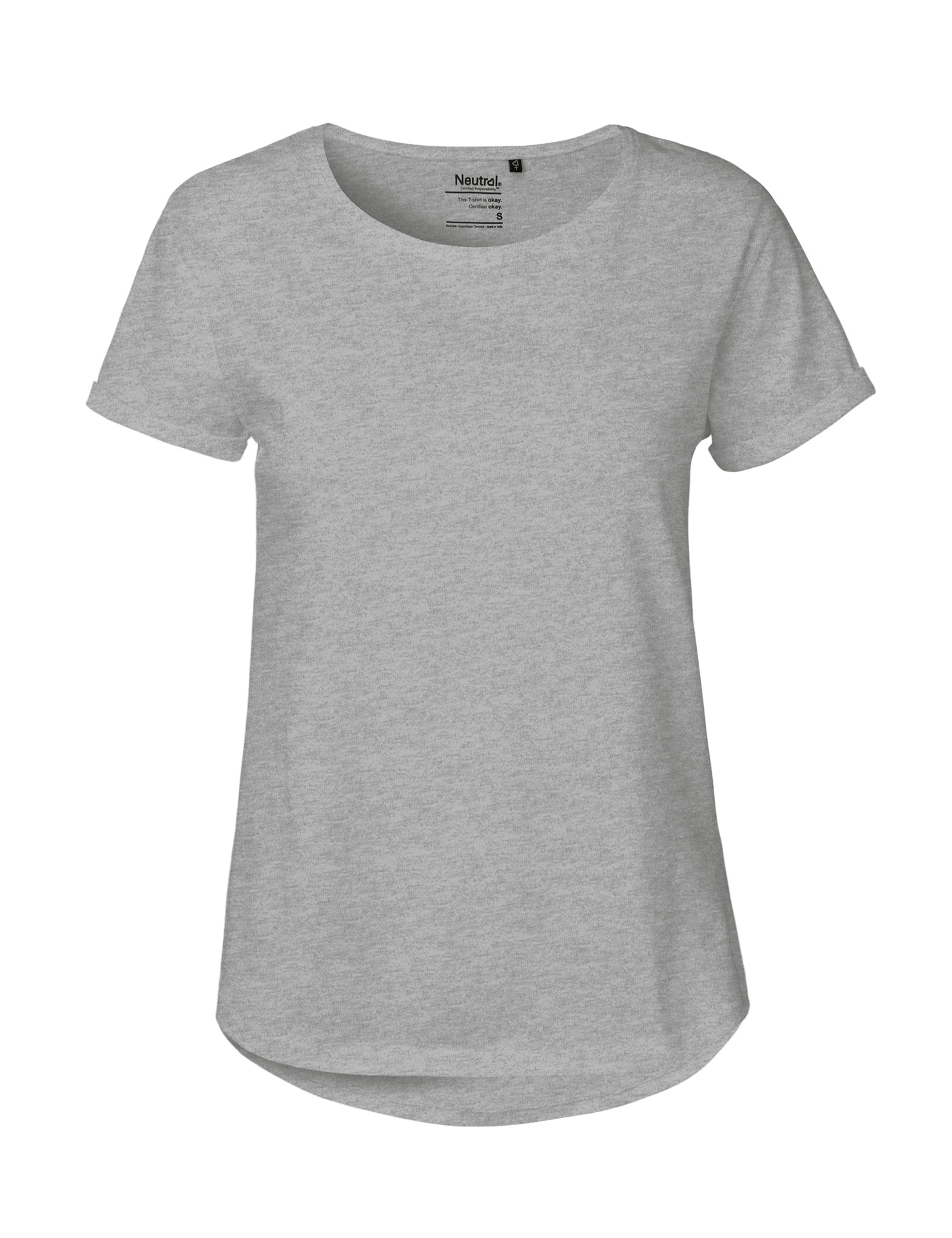 [PR/04204] Ladies Roll Up Sleeve T-Shirt (Sport Grey 21, L)