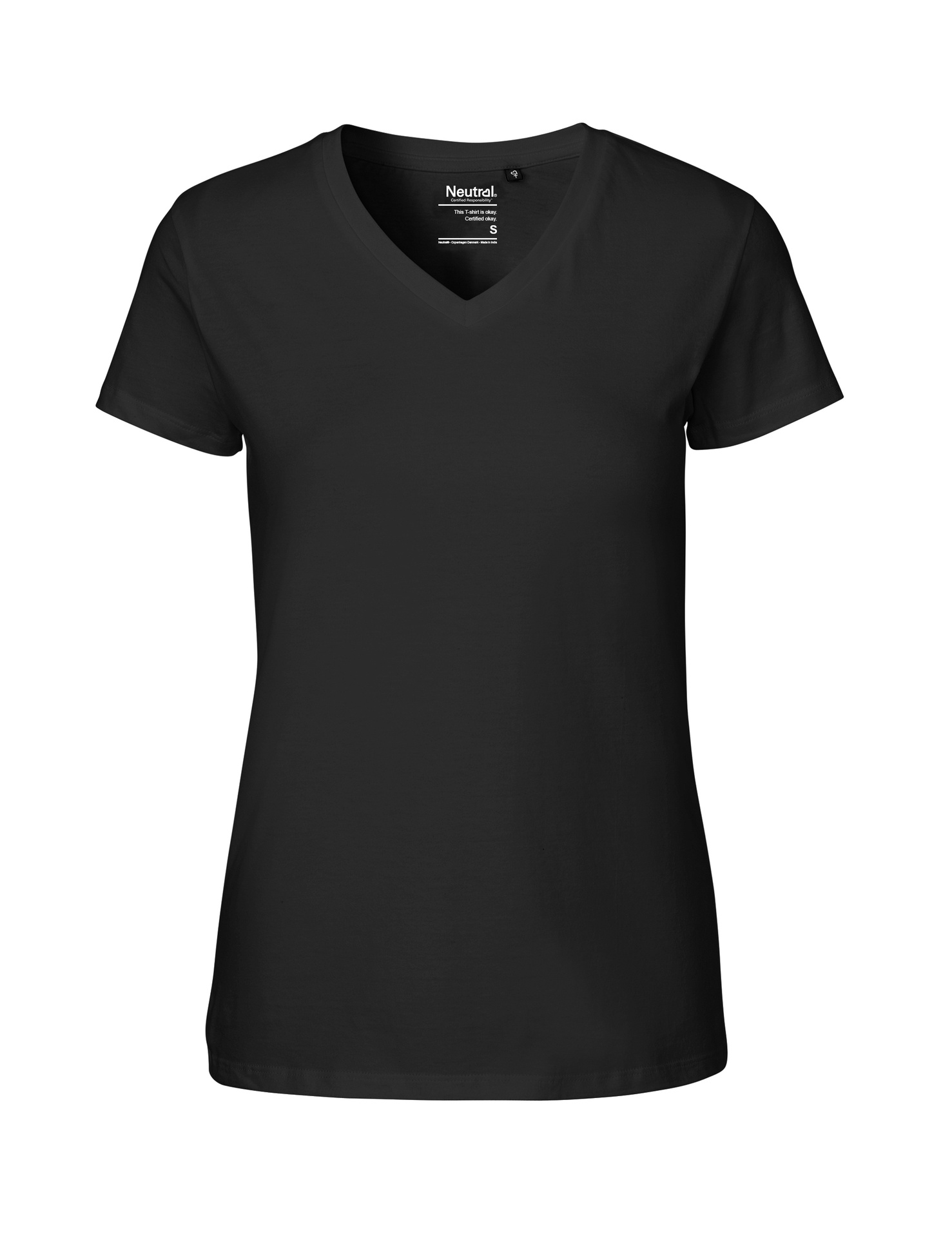 [PR/04501] Ladies V-Neck T-Shirt (Black 03, XS)