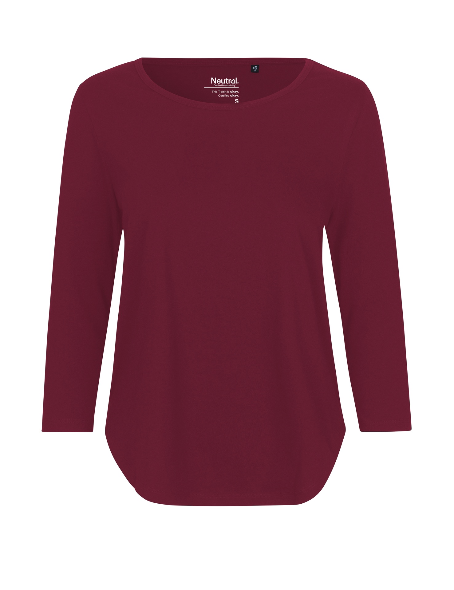 [PR/04549] Ladies Three Quarter Sleeve T-Shirt (Bordeaux 26, XS)