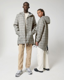 The unisex tweed check padded parker jacket