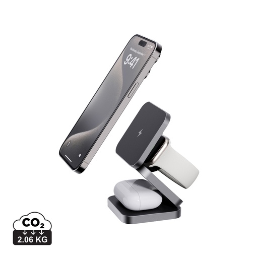 [P308.6402] Terra RCS recycled aluminum foldable 3 in 1 15W charger