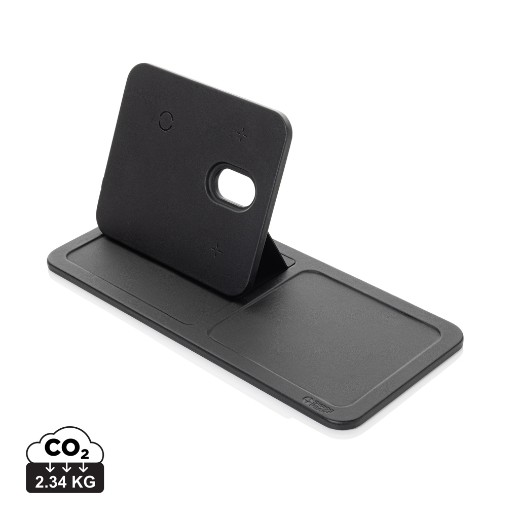[P309.0401] Swiss Peak 3 in 1 RCS recycled PU wireless charger desk tray