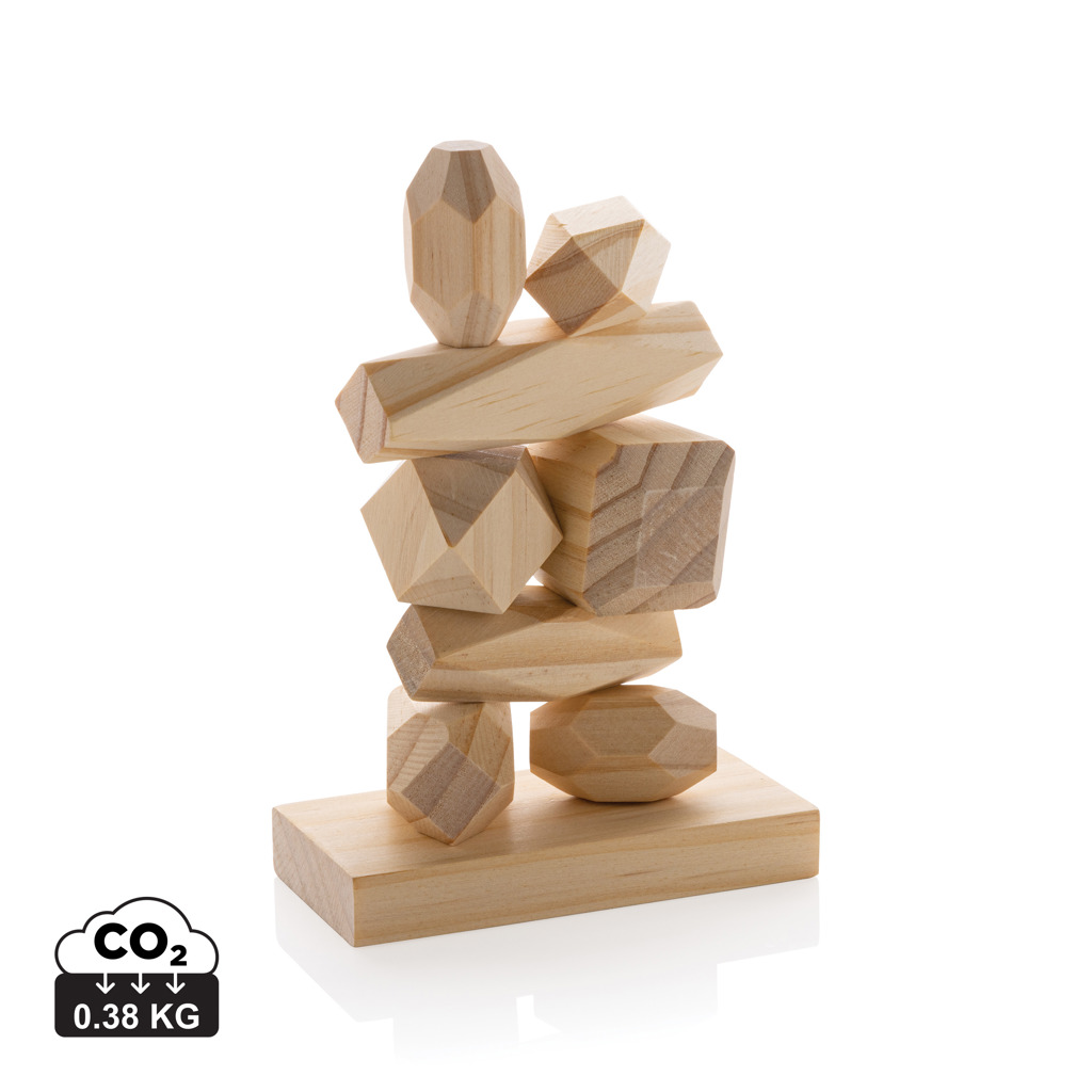 [P940.299] Ukiyo Crios wooden balancing rocks in pouch